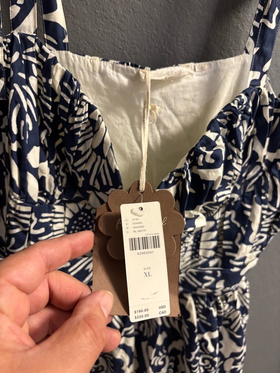 New Anthropologie Forever That Girl blue + white flounced floral midi dress xl - Picture 3 of 8